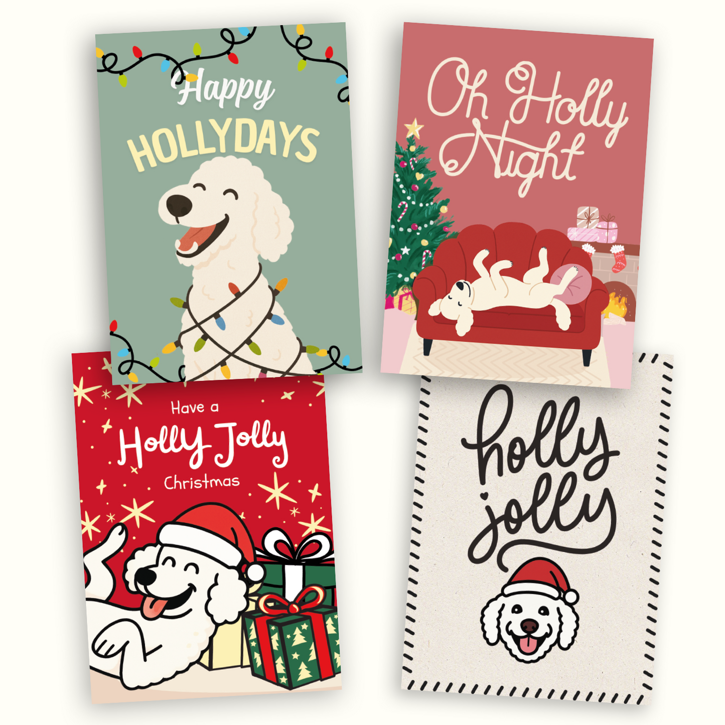 Holly Jolly Postkarten-Set - 4x Postkarten DIN A6