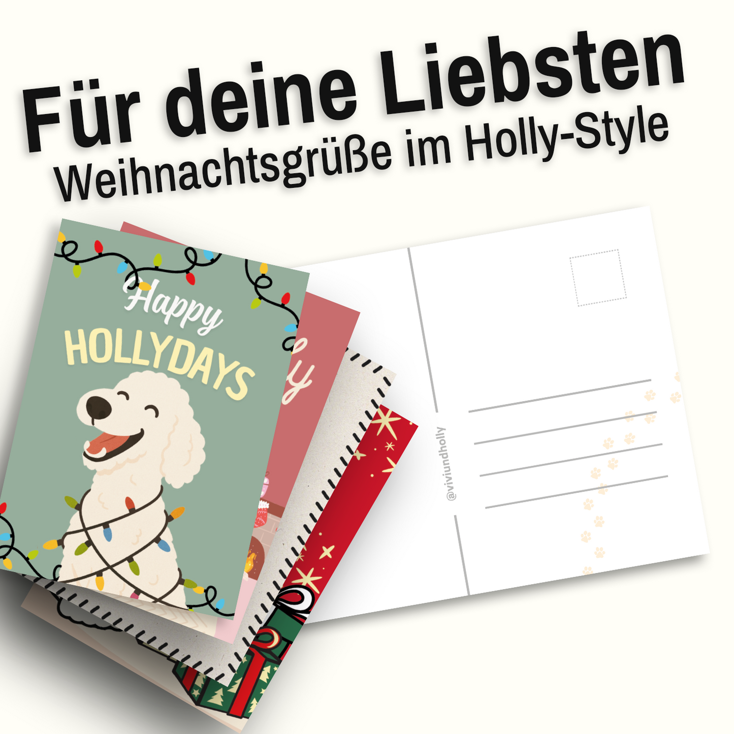 Holly Jolly Postkarten-Set - 4x Postkarten DIN A6